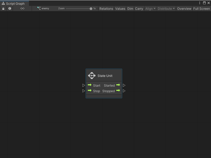 An image of the Graph window that displays a State Unit node.